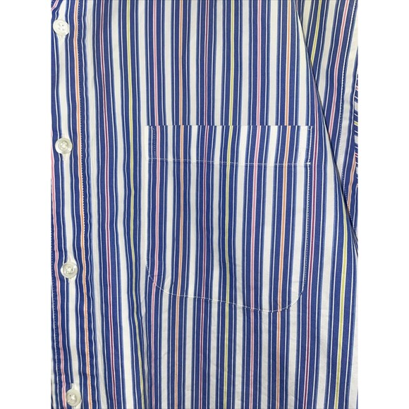 VTG Brooks Brothers Shirt Mens Large L Blue Stripes Country Club Made in USA - Picture 2 of 13